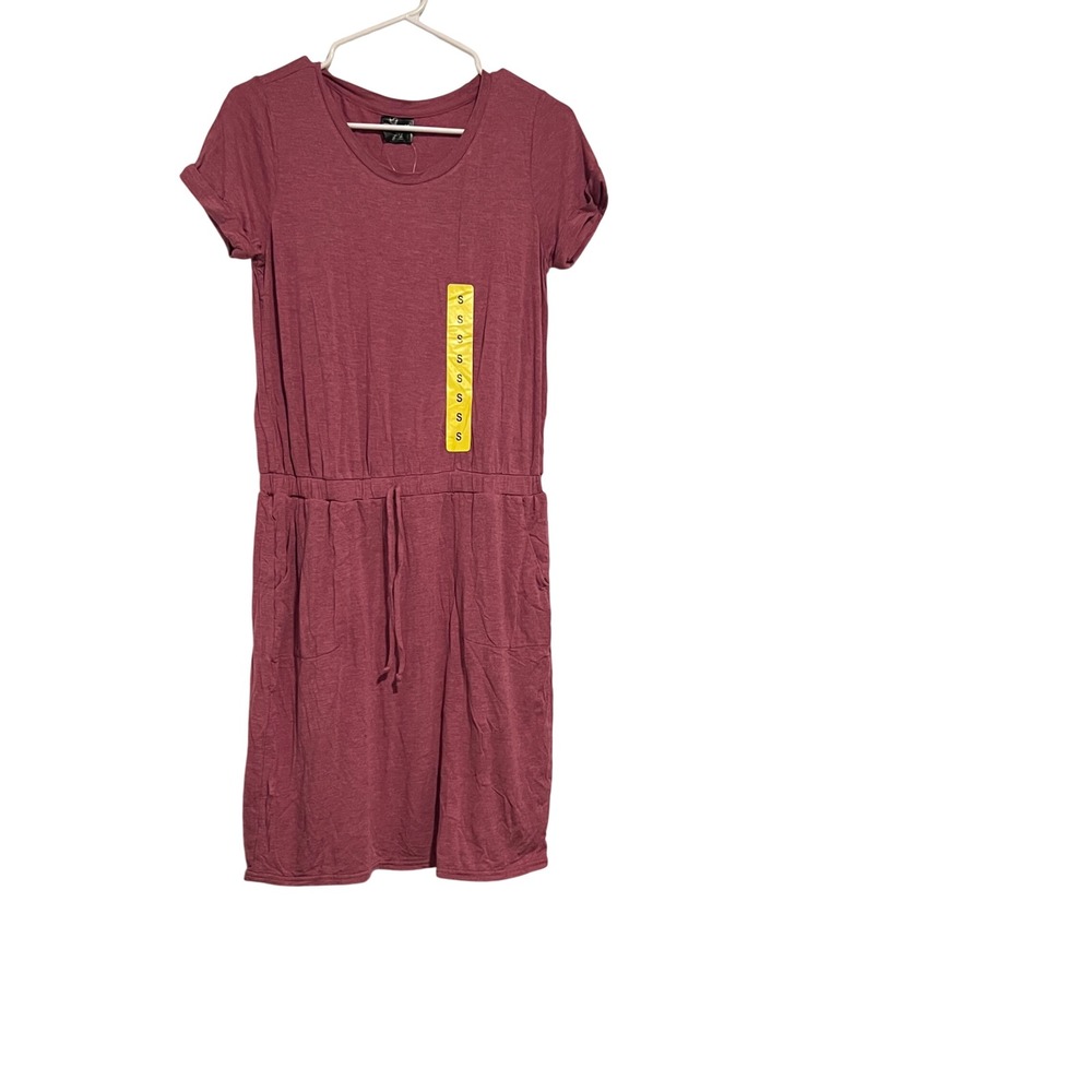 32 Degrees Cool Womens Short Sleeve Knit Dress Raspberry Pink Heathered Small